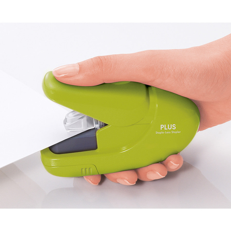 PLUS Staple-Free Hand Stapler Green by PLUS at Cult Pens