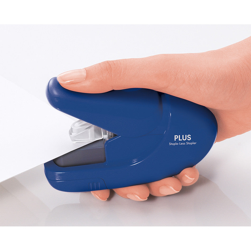 PLUS Staple-Free Hand Stapler Blue by PLUS at Cult Pens