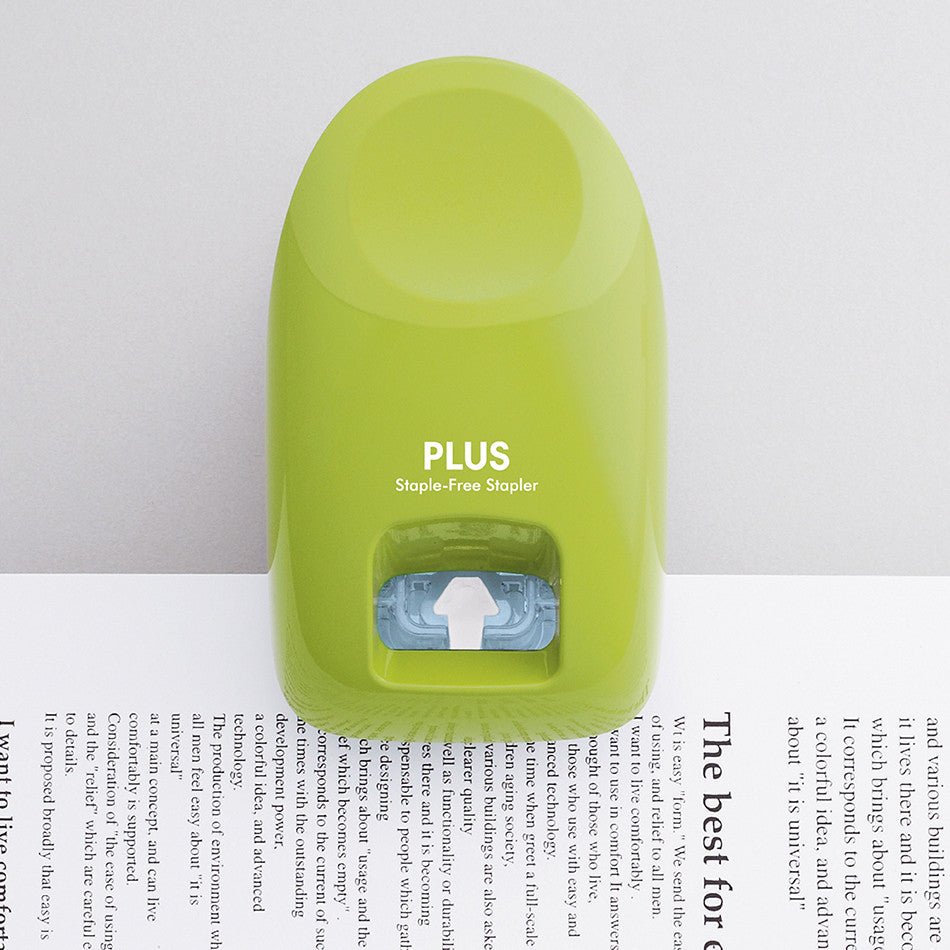 PLUS Staple-Free Desk Stapler Green by PLUS at Cult Pens