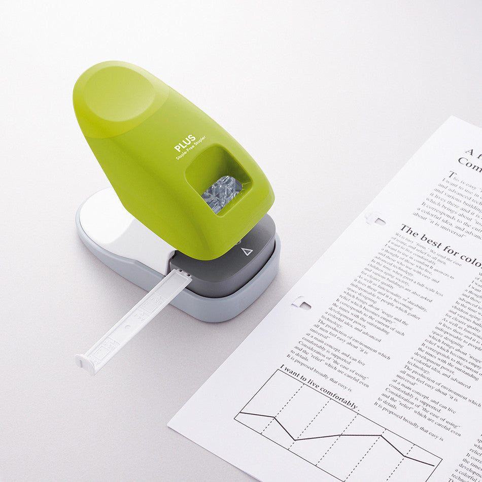 PLUS Staple-Free Desk Stapler Green by PLUS at Cult Pens