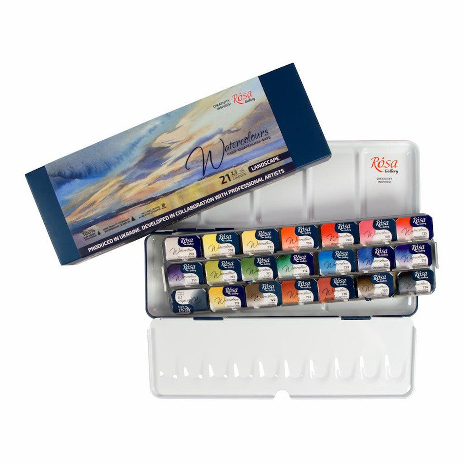 Rosa Watercolour Full Pan Landscape Set of 21 by Rosa at Cult Pens