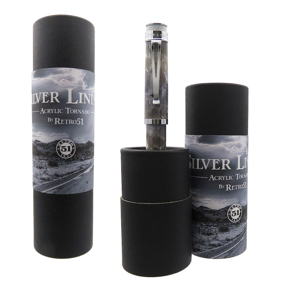 Retro 51 Tornado Acrylic Fountain Pen Silver Lining by Retro 51 at Cult Pens