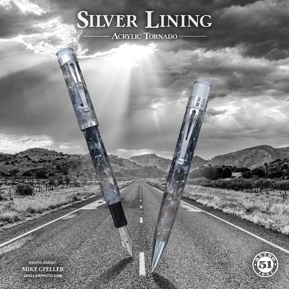 Retro 51 Tornado Acrylic Fountain Pen Silver Lining by Retro 51 at Cult Pens