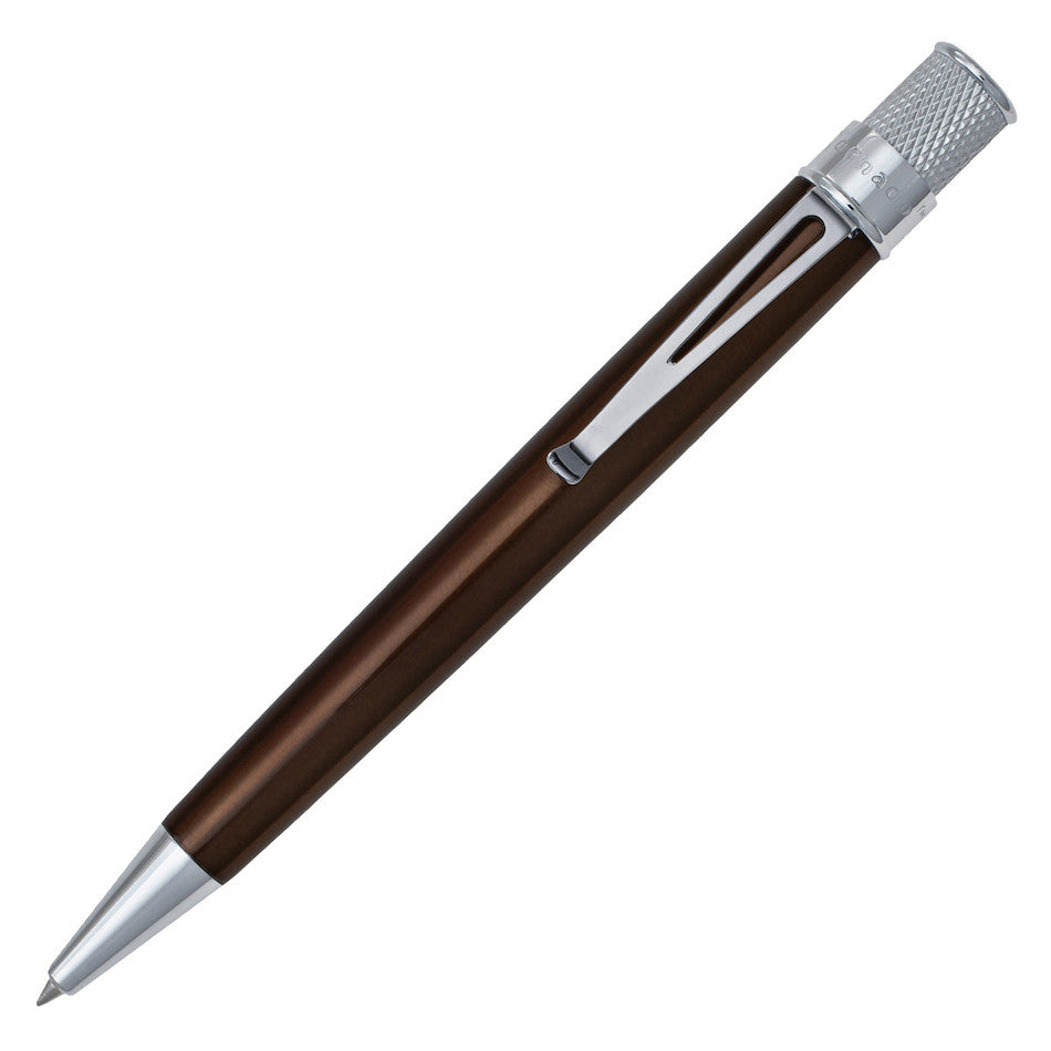 Retro 51 Tornado Classic Rollerball Pen Chrome Trim Brown by Retro 51 at Cult Pens