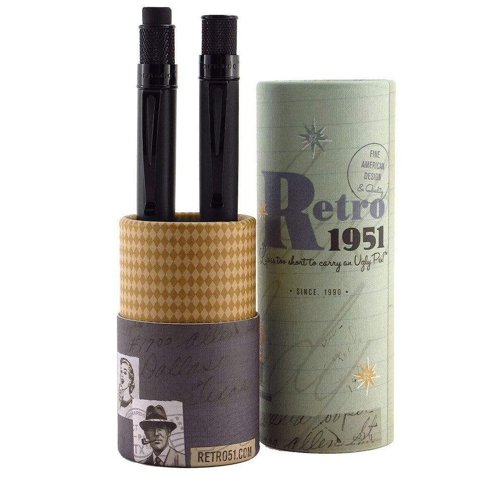 Retro 51 Tornado Rollerball Pen and Mechanical Pencil Set Stealth by Retro 51 at Cult Pens