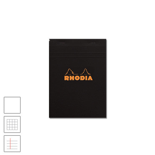Rhodia Head-Stapled Notepad No.16 A5 (148 x 210) Black by Rhodia at Cult Pens