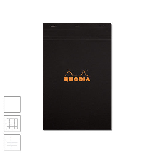 Rhodia Head-Stapled Notepad No.19 A4+ (210 x 318) Black by Rhodia at Cult Pens