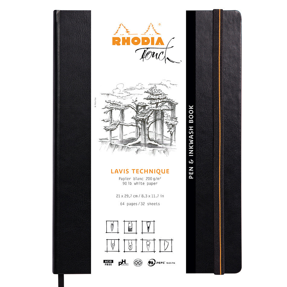 Rhodia Touch Pen & Inkwash Book Hardcover A4 by Rhodia at Cult Pens