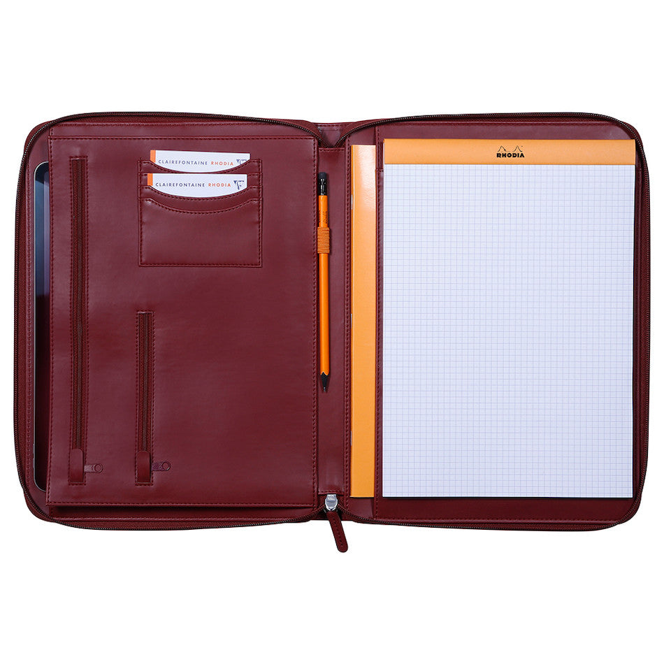 Rhodia Large Zipped Portfolio A4 Burgundy by Rhodia at Cult Pens