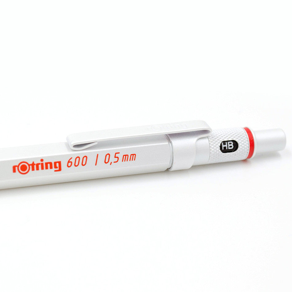 rotring 600 Mechanical Pencil Silver White 0.5mm by rotring at Cult Pens
