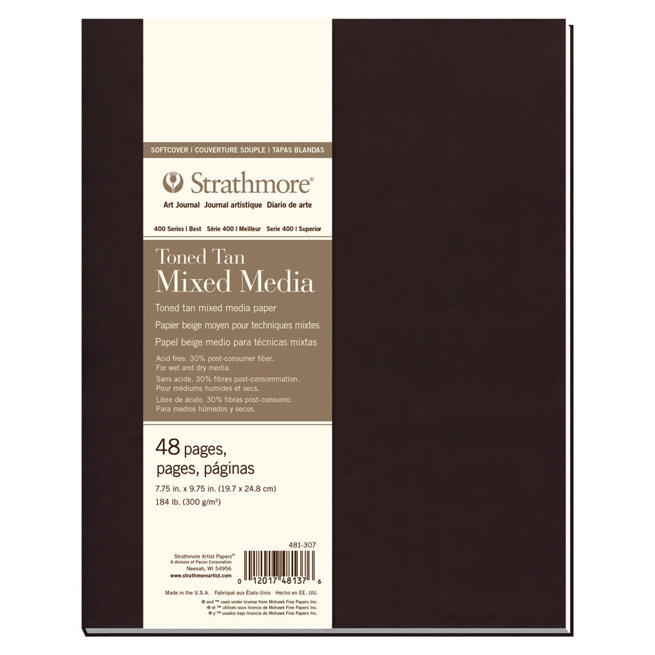 Strathmore 400 Toned Tan Mixed Media Art Journal Softcover 7.75x9.75 by Strathmore at Cult Pens