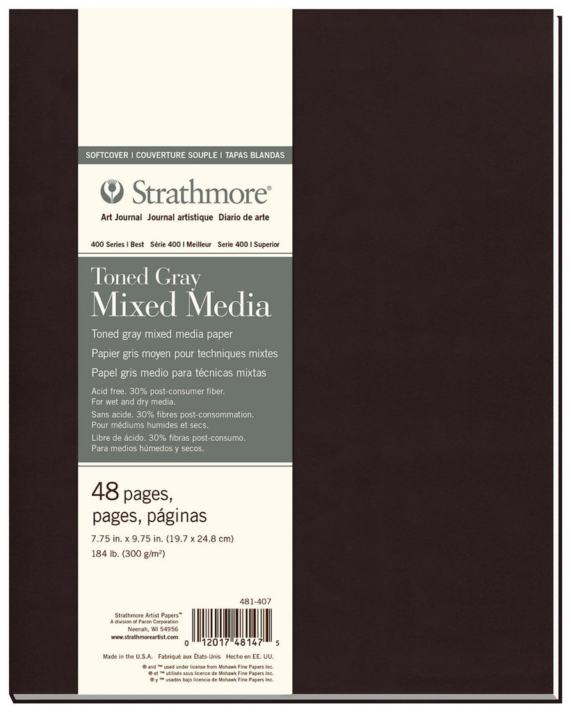 Strathmore 400 Toned Grey Mixed Media Art Journal Softcover 7.75x9.75 by Strathmore at Cult Pens