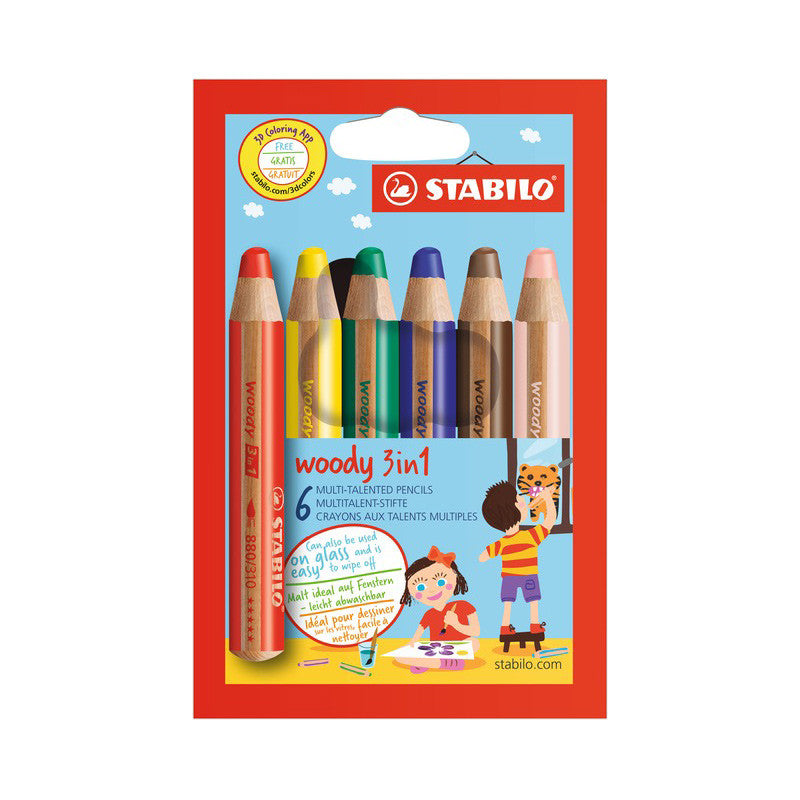 STABILO Woody 3-in-1 Pencil Set of 6 by STABILO at Cult Pens