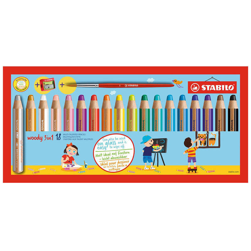 Stabilo Woody 3 in 1 Pencil Watercolour Colour Pencil Crayon Pack of 6, 10,  18 -  Israel
