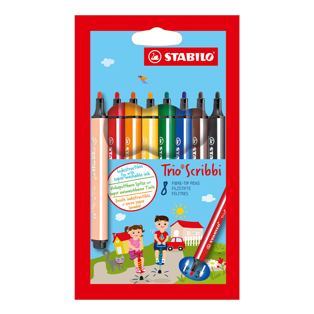 STABILO Trio Scribbi Felt Pen Wallet of 8 by STABILO at Cult Pens