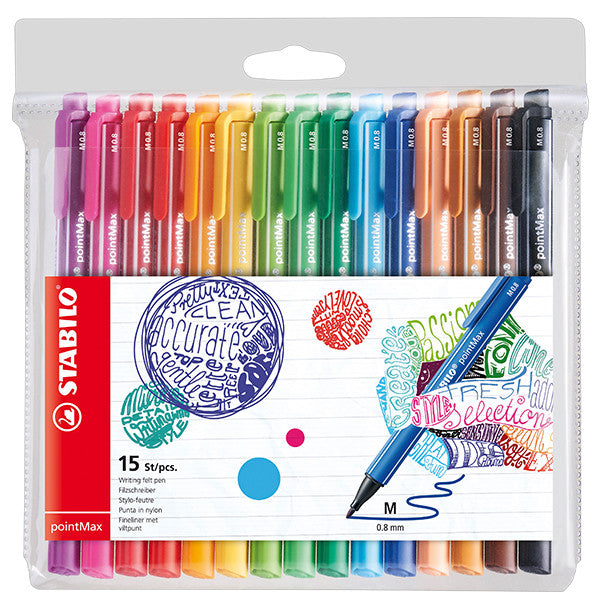 STABILO pointMax Colouring Pen Wallet of 15 Assorted Set 1 by STABILO at Cult Pens