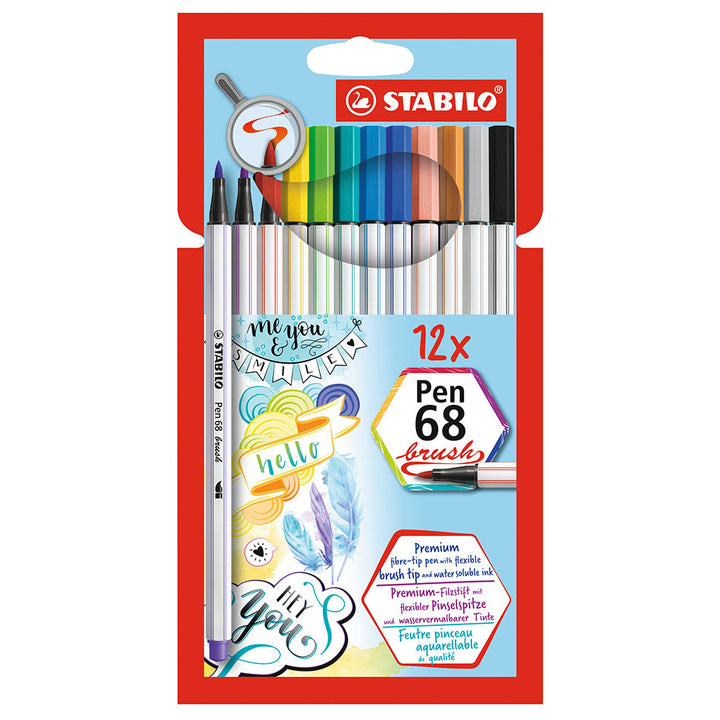 STABILO Premium Fibre-Tip Pen Pen 68 brush - Tin of 25-19 assorted colours