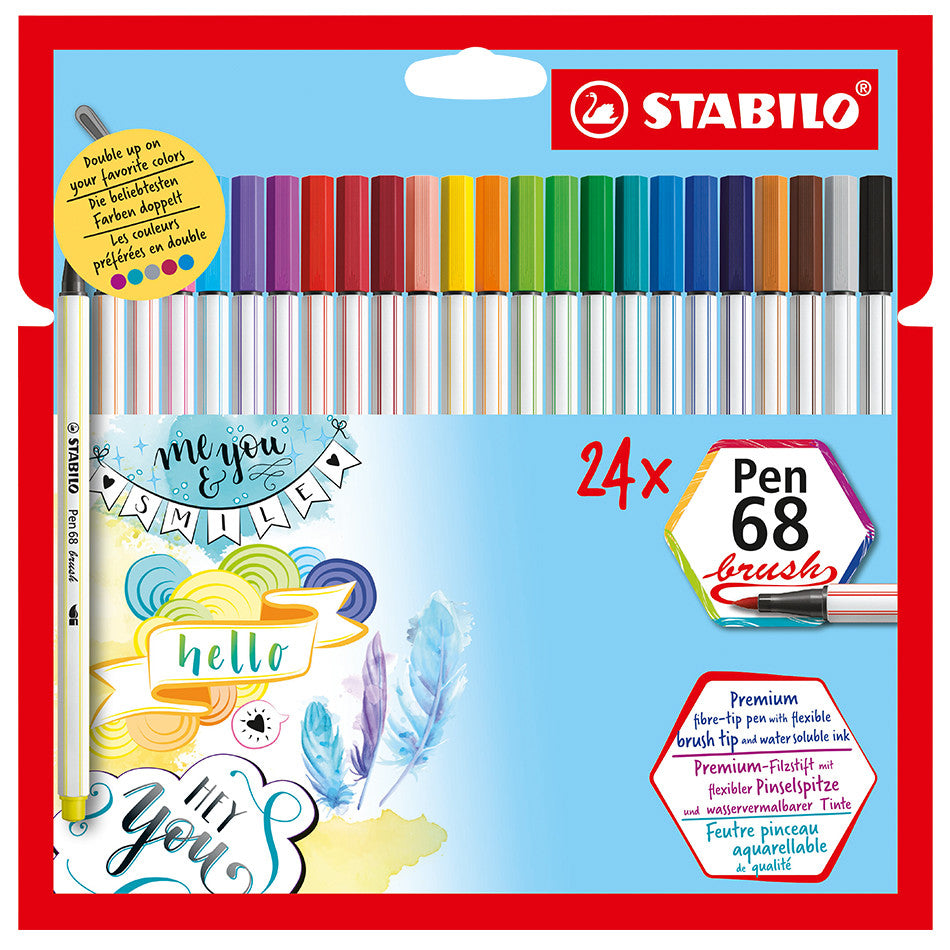 STABILO Pen 68 Brush Set of 24 Assorted by STABILO at Cult Pens
