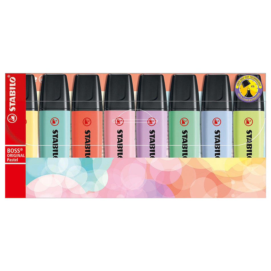 STABILO BOSS Pastel Highlighter Assorted Set of 8 by STABILO at Cult Pens