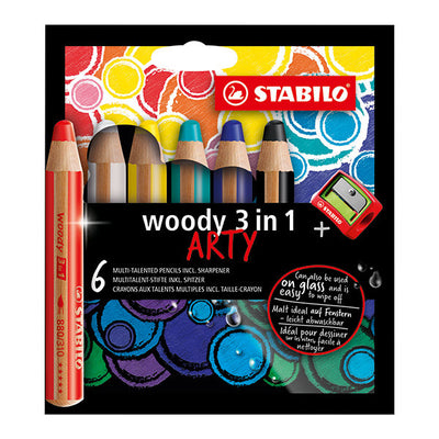 STABILO Woody 3 in 1 Multi Talent Pencil Crayon - Cyan Blue (Pack of 5)
