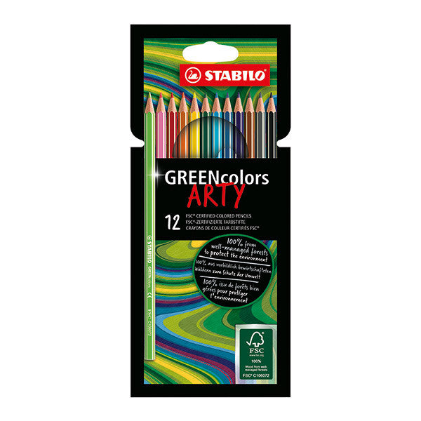 STABILO ARTY GREENcolors Colouring Pencil Wallet of 12 by STABILO at Cult Pens