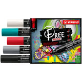 STABILO FREE T800C Acrylic Marker Pen Chisel Tip 4-10mm Wallet of 5 by STABILO at Cult Pens