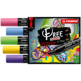 STABILO FREE T800C Acrylic Marker Pen Chisel Tip 4-10mm Wallet of 5 by STABILO at Cult Pens