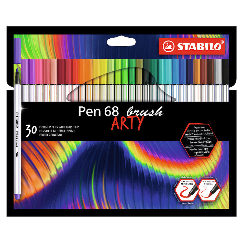 STABILO ARTY Pen 68 Brush Wallet of 30 Assorted Colours