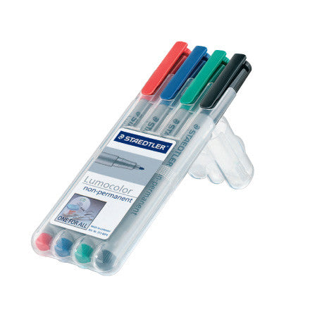 Staedtler Lumocolor Marker Pen non-permanent Medium Wallet of 4 by Staedtler at Cult Pens