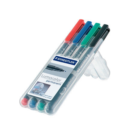 Staedtler Lumocolor Marker Pen Permanent Fine Wallet of 4 by Staedtler at Cult Pens