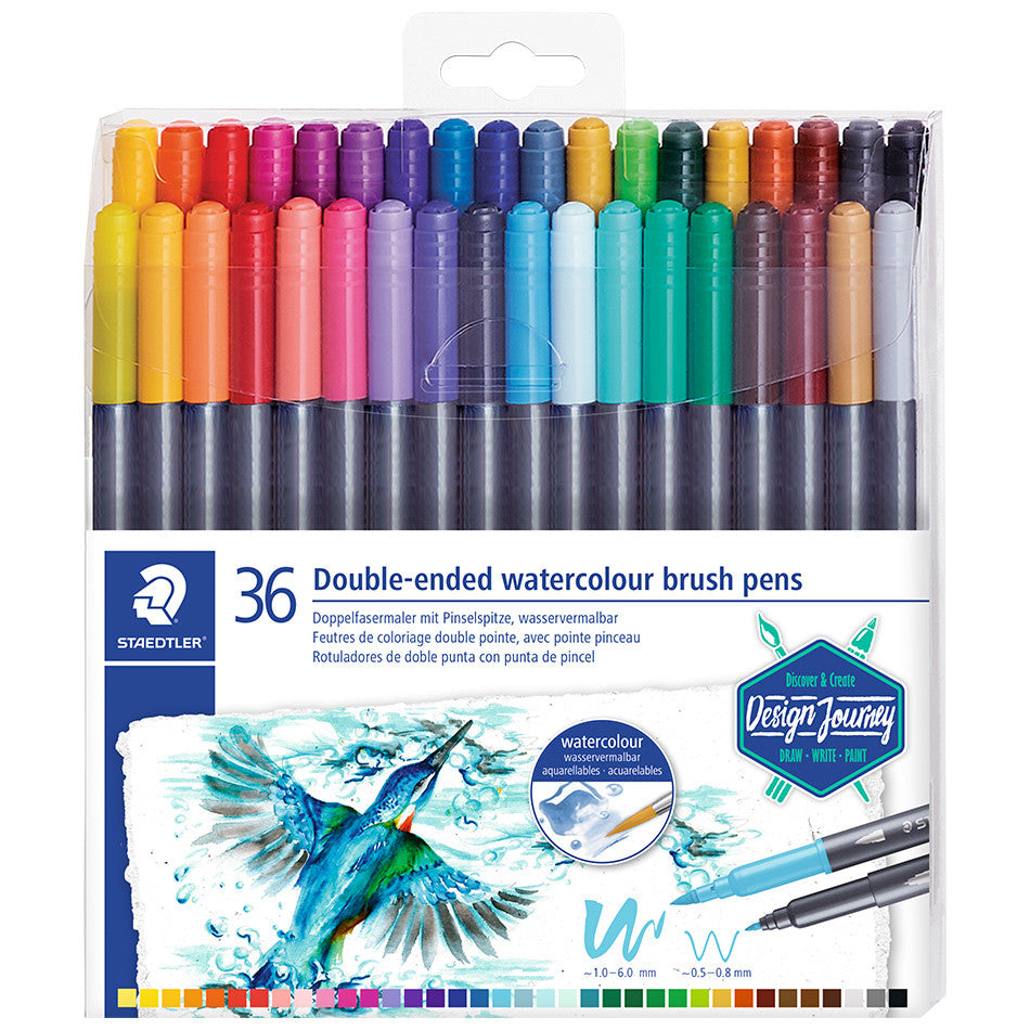 Staedtler Double-Ended Watercolour Brush Pens Set of 36 by Staedtler at Cult Pens