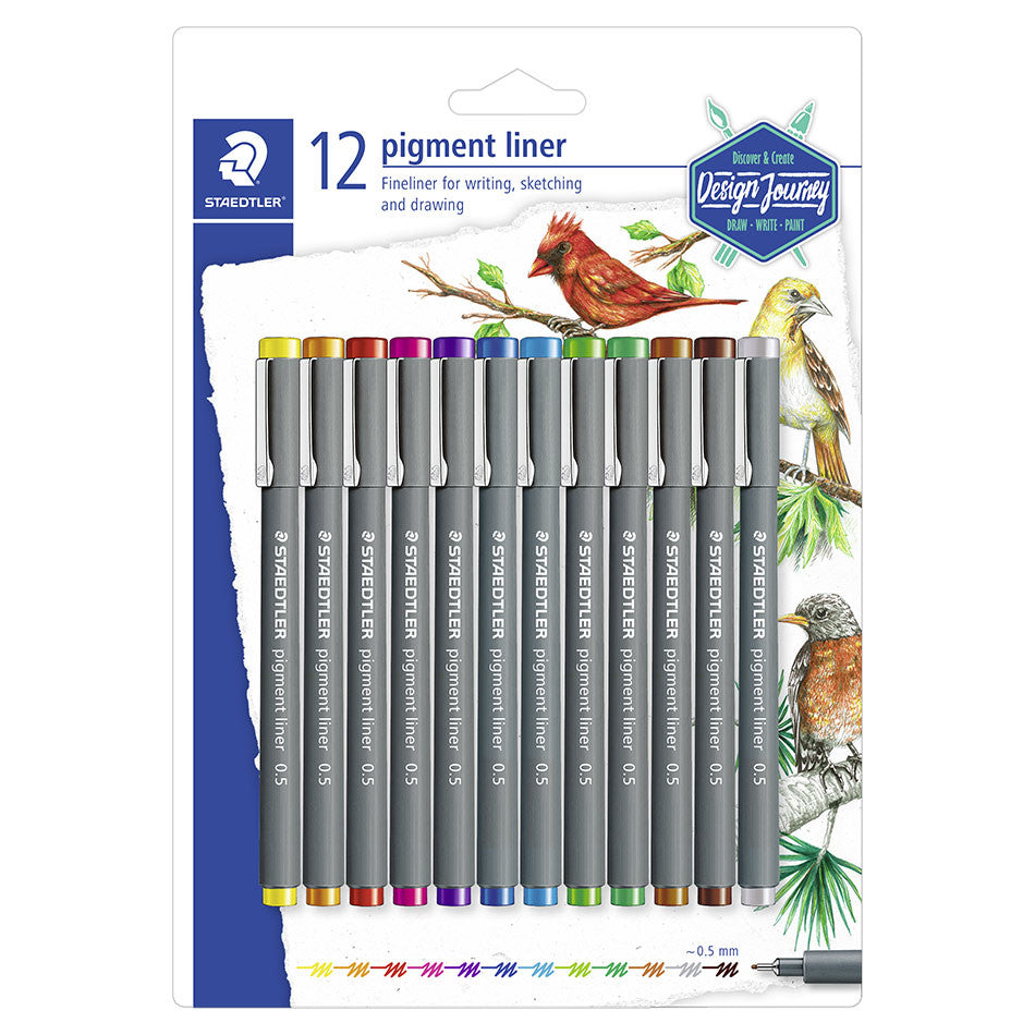 Staedtler 308 Pigment Liner 0.5 Assorted Colours Set of 12 by Staedtler at Cult Pens
