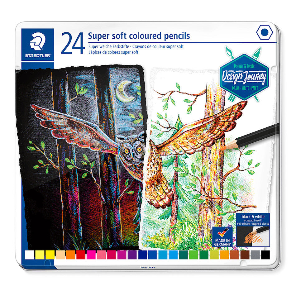 Staedtler Design Journey Super Soft Coloured Pencils Tin of 24 by Staedtler at Cult Pens