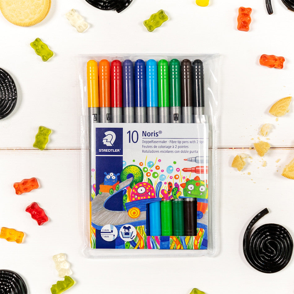 Staedtler Noris Double-Ended Fibre Tip Pen Set of 10 by Staedtler at Cult Pens