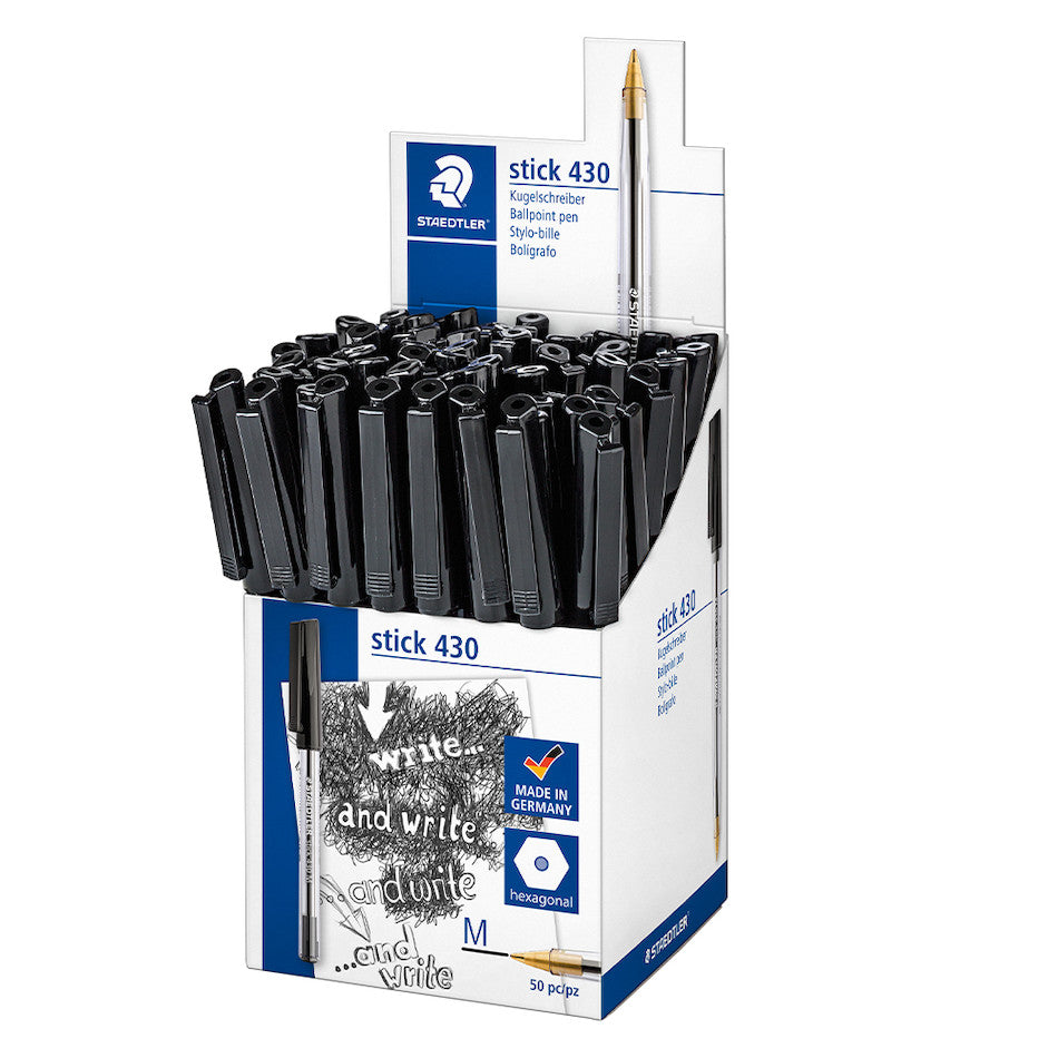 Staedtler Stick 430 Ballpoint Pen Medium Set of 50 Black by Staedtler at Cult Pens