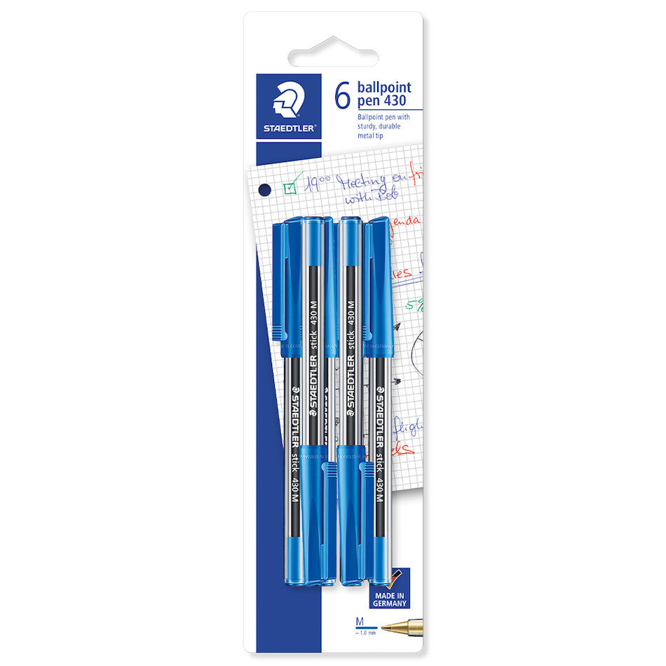 Staedtler Stick 430 Ballpoint Pen Medium Set of 6 Blue by Staedtler at Cult Pens