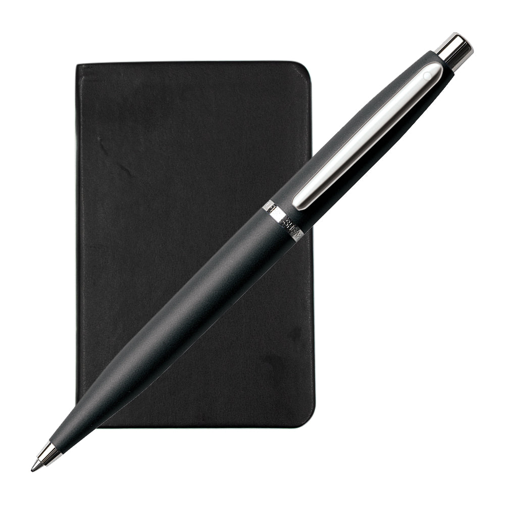 Sheaffer VFM G9405 Ballpoint Pen Matte Black with Nickel Trim and A6 Notebook Set by Sheaffer at Cult Pens