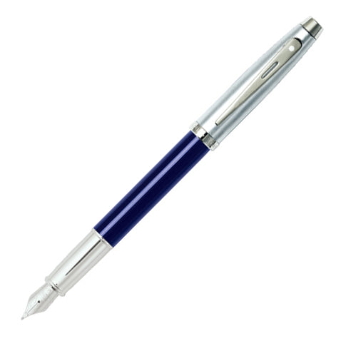 Sheaffer 100 Fountain Pen Blue and Brushed Chrome by Sheaffer at Cult Pens