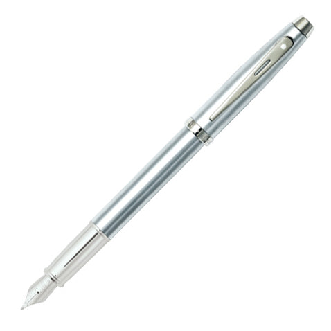 Sheaffer 100 Fountain Pen Brushed Chrome Medium by Sheaffer at Cult Pens