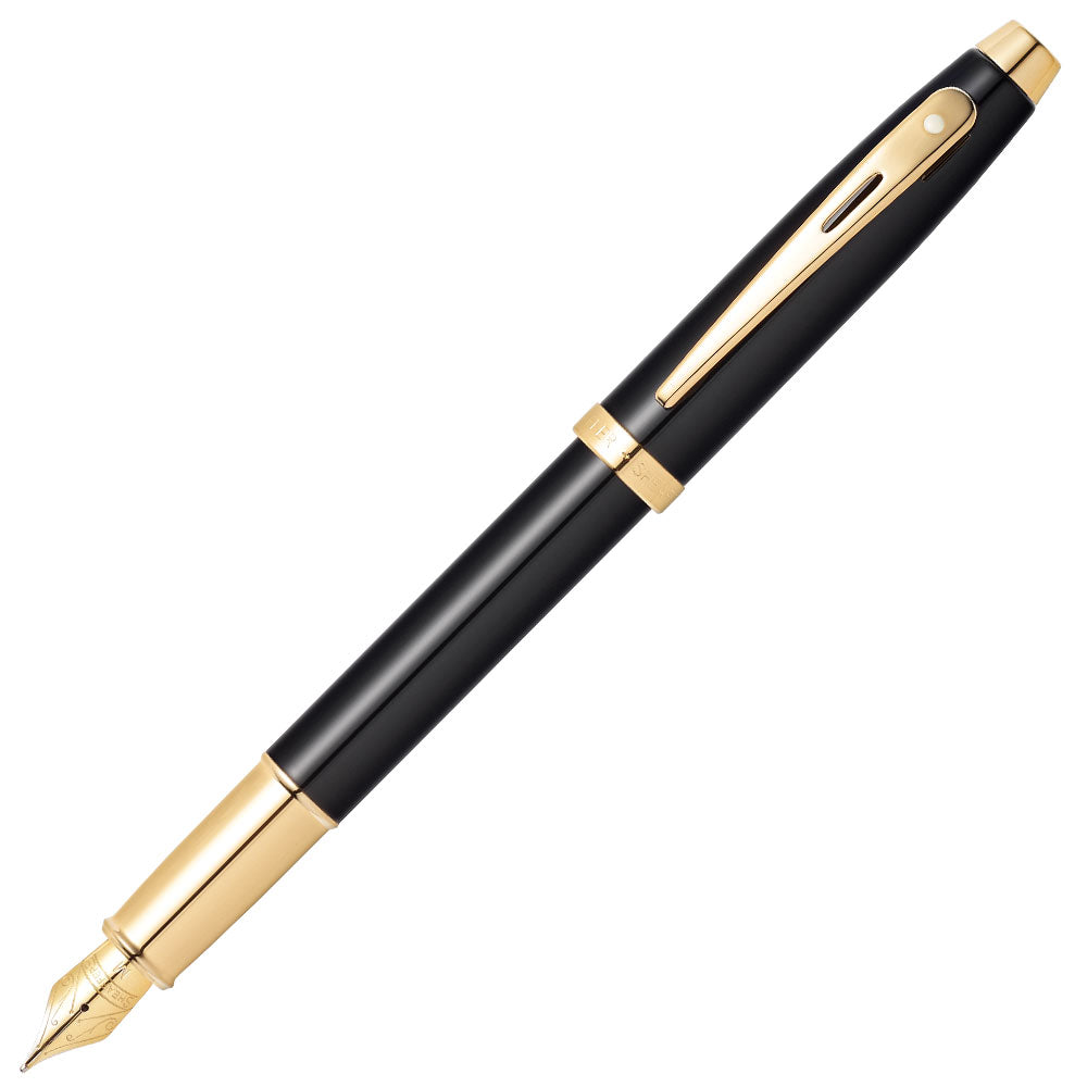 Sheaffer 100 Fountain Pen Black Lacquer with Gold Trim Medium by Sheaffer at Cult Pens