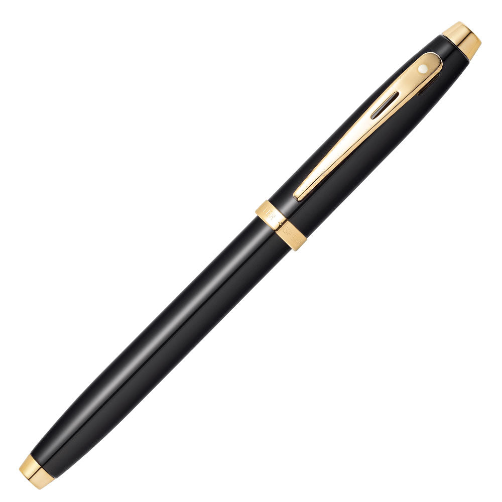 Sheaffer 100 Fountain Pen Black Lacquer with Gold Trim Medium by Sheaffer at Cult Pens