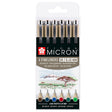 Sakura Pigma Micron Drawing Pens 05 Wallet of 6 Earth Colours by Sakura at Cult Pens