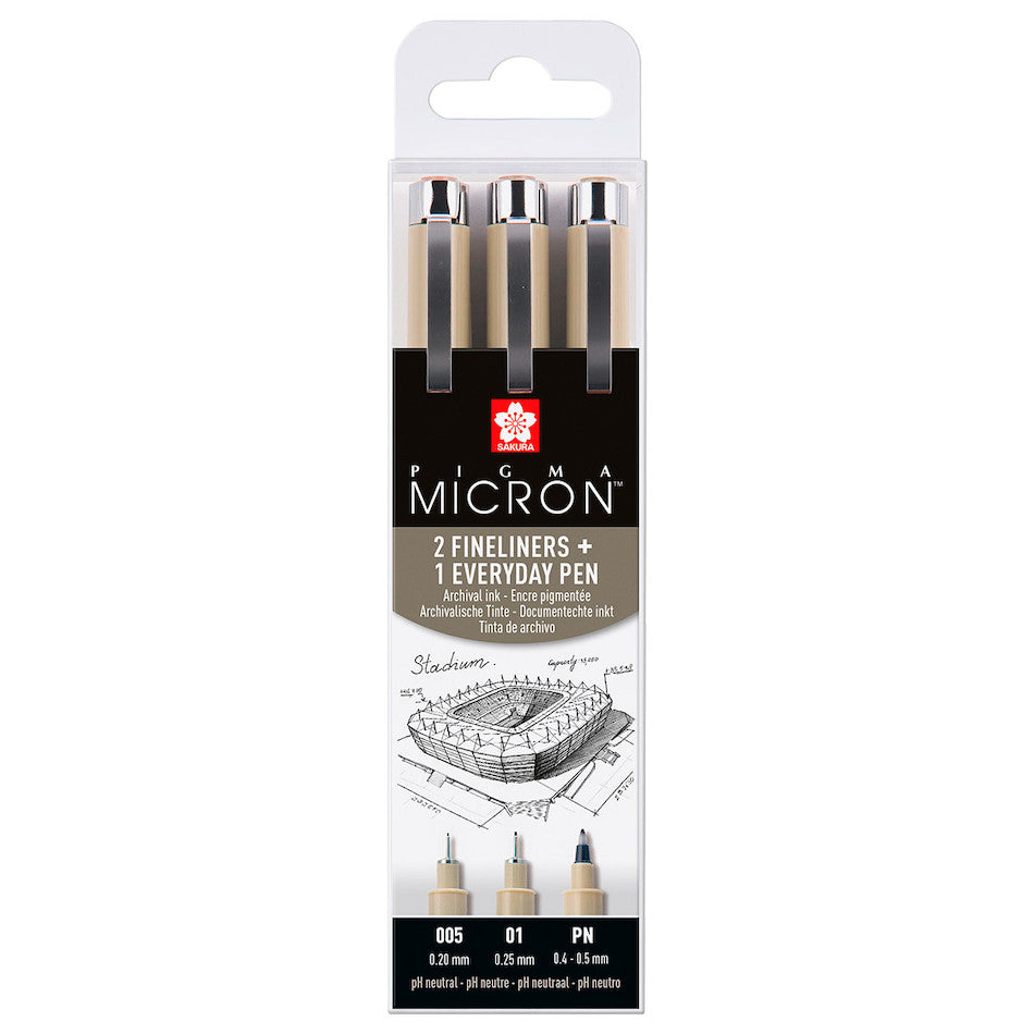 Sakura Pigma Micron Drawing Pen Set of 3 Urban by Sakura at Cult Pens