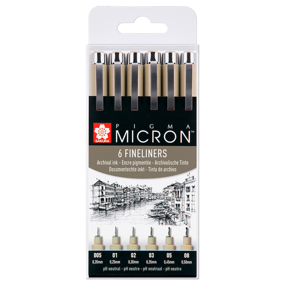 Sakura Pigma Micron Drawing Pen Set of 6 Black by Sakura at Cult Pens
