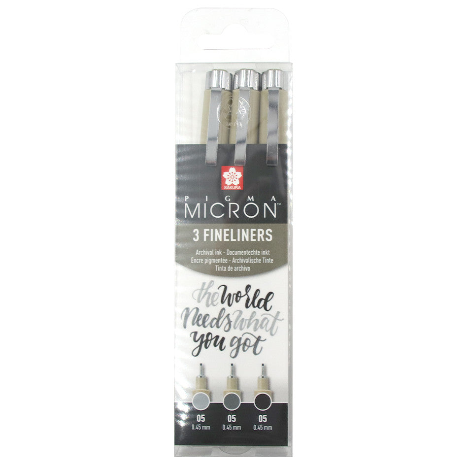 Sakura Pigma Micron Drawing Pen Set of 3 Black and Grey by Sakura at Cult Pens