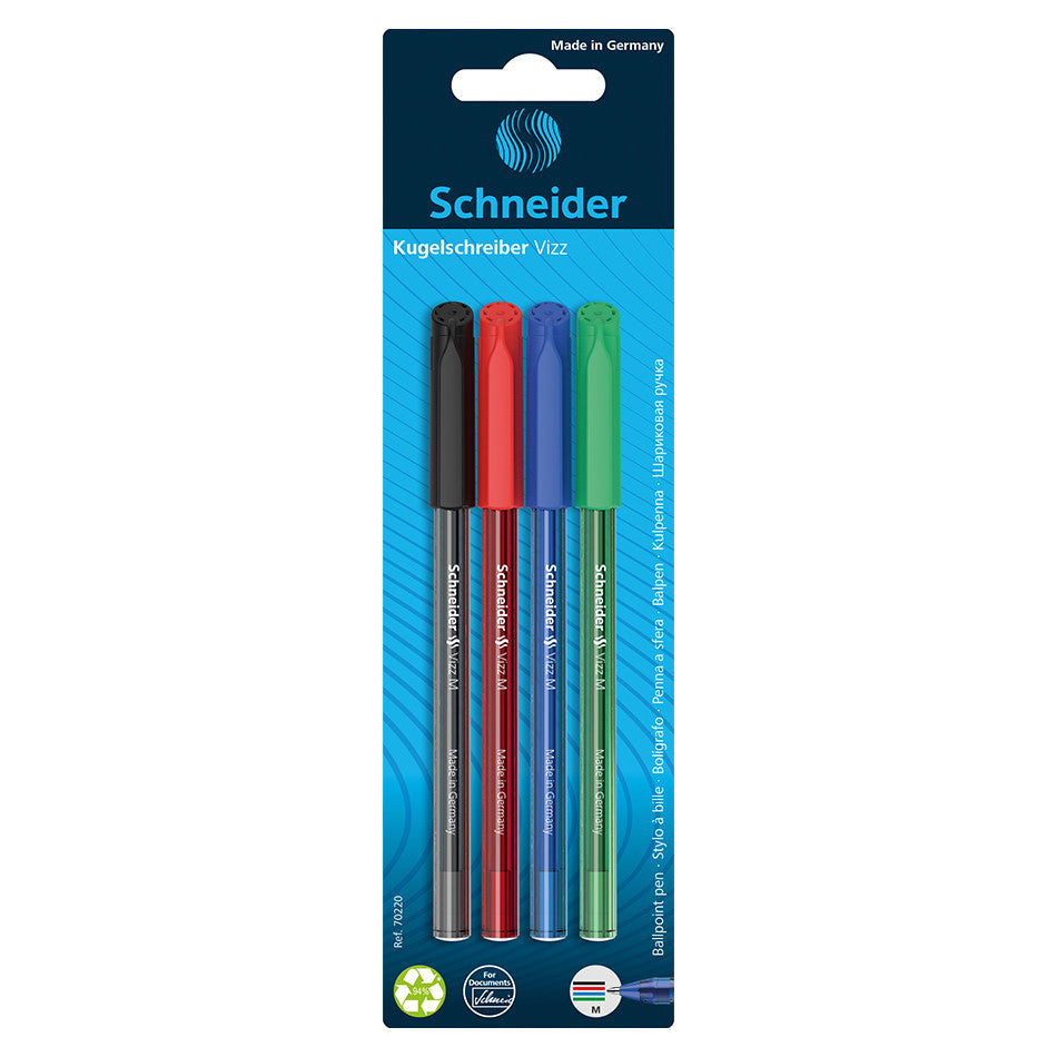 Schneider Vizz Ballpoint Pen Medium Assorted Set of 4 by Schneider at Cult Pens