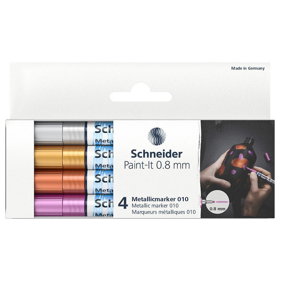 Schneider Paint-It Metallic Marker 010 0.8mm Set of 4 by Schneider at Cult Pens