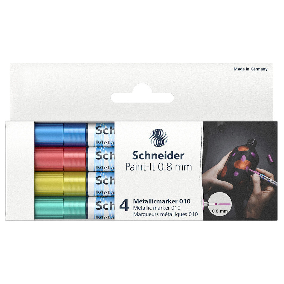 Schneider Paint-It Metallic Marker 010 0.8mm Set of 4 by Schneider at Cult Pens