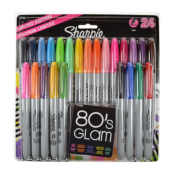 Sharpie Fine Permanent Marker 80s Glam Assorted Set of 24 by Sharpie at Cult Pens