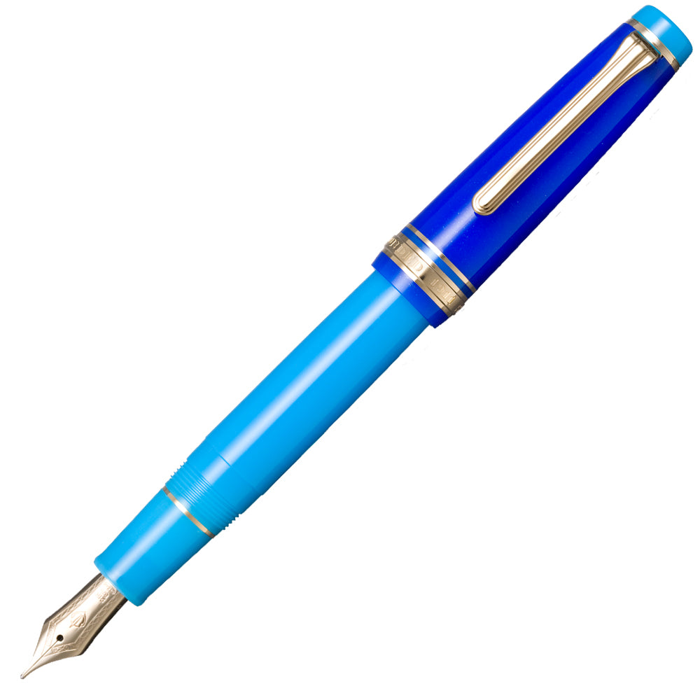 Sailor Professional Gear Regular Fountain Pen Blue Quasar 21K Nib Zoom by Sailor at Cult Pens